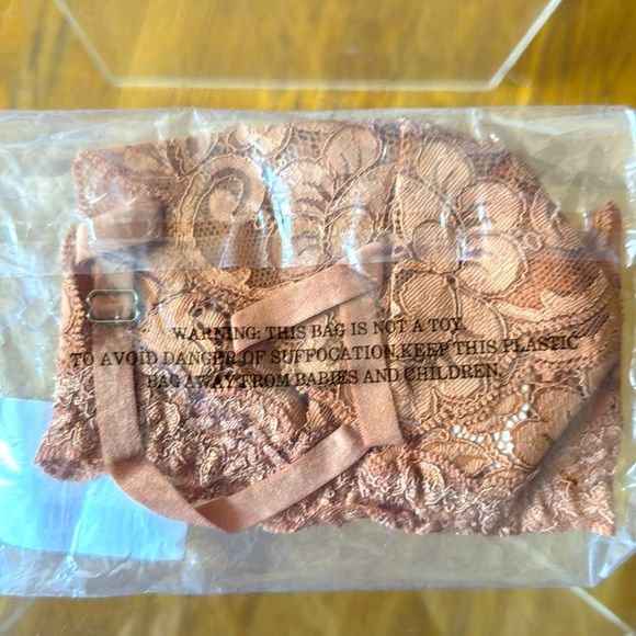 NWT $38 HAH Chi Bralittle in Brown Sugar Nude Bralette Romantic Lace Sz LARGE - Picture 5 of 5